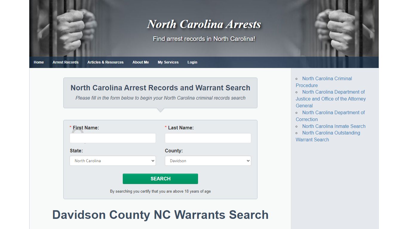 Davidson County NC Warrants Search - North Carolina Arrests