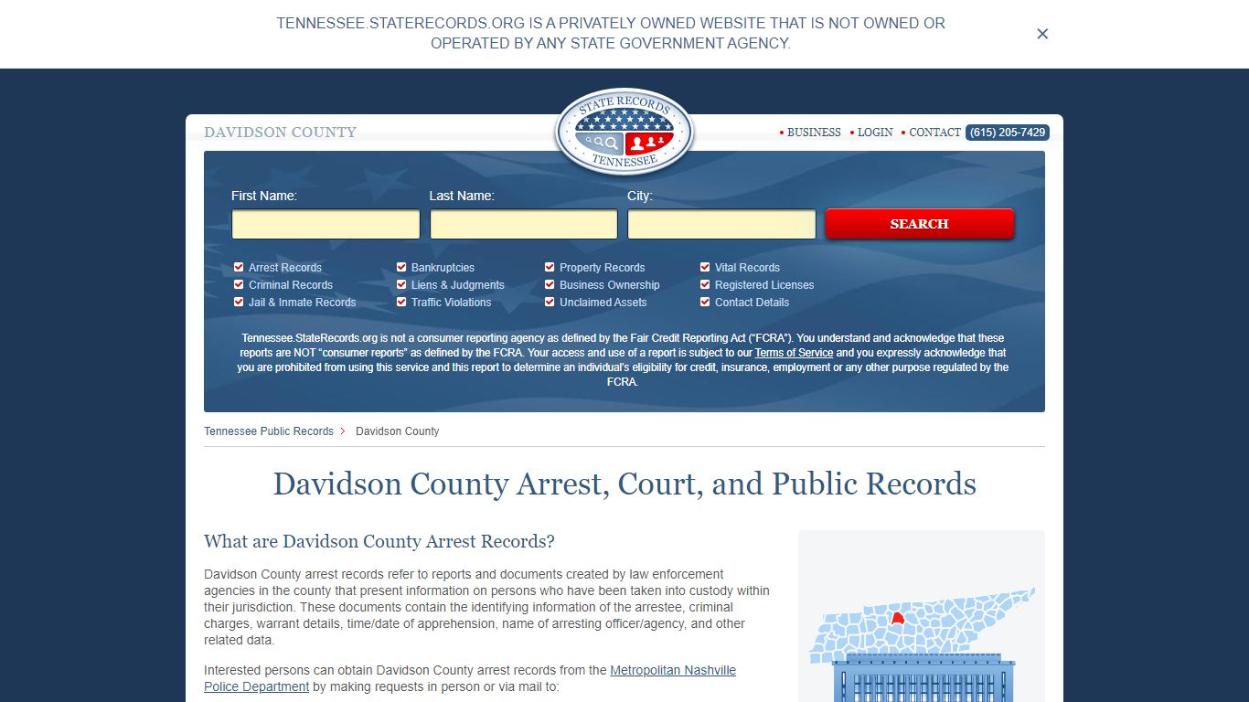 Davidson County Arrest, Court, and Public Records